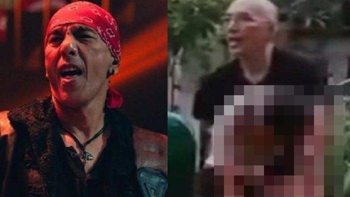 YUKE TABRAK ANAK KECIL -- (kiri) Potret Yuke Sampurna saat berada di atas panggung // (kanan) tangkapan layar saat Yuke diduga menabrak anak kecil dan membopongnya,video tersebut kini viral di media sosial.