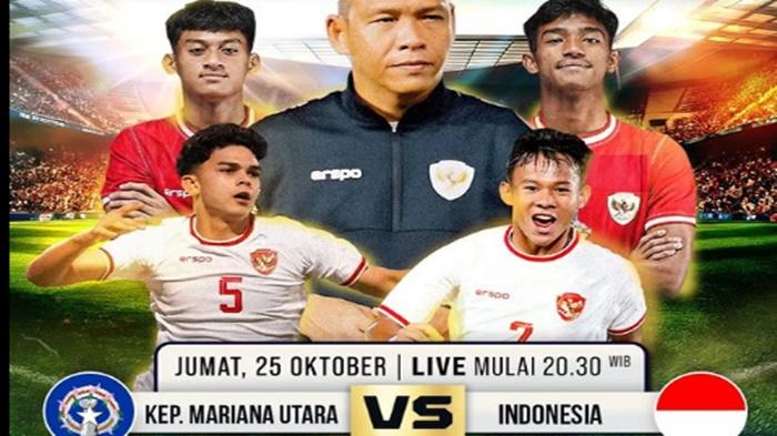 Jadwal pertandingan Timnas Indonesia U-17 vs Kep. Mariana Utara akan hadir hari ini, Jumat, (25/10/2024). kick off pukul 20.30 WIB LIVE hanya di RCTI.