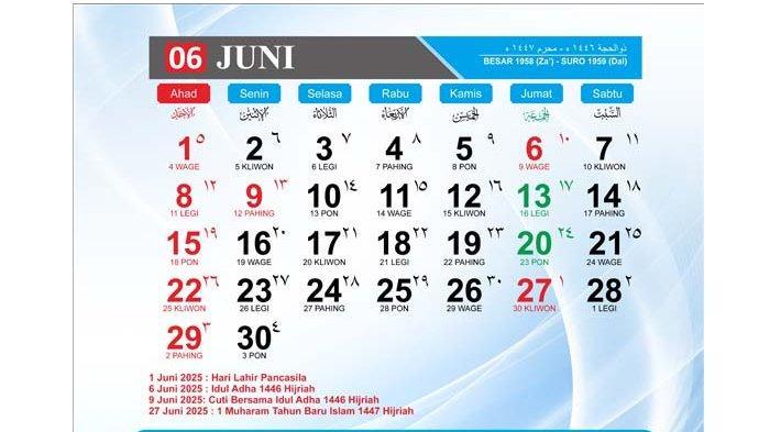 Kalender Bulan Juni 2025