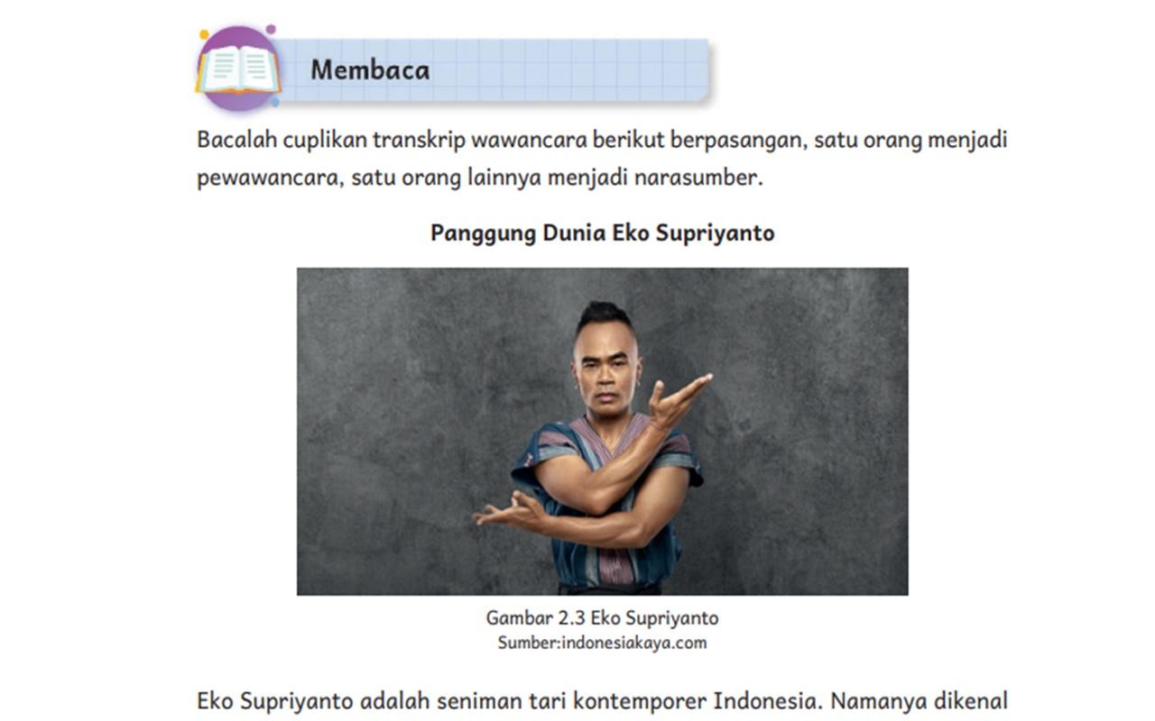 Kunci Jawaban Bahasa Indonesia Kelas 6 Halaman 44: Panggung Dunia Eko Supriyanto
