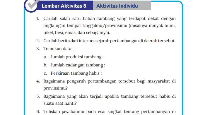 Tabel pertanyaan IPS kelas 8 SMP halaman 28 Kurikulum Merdeka