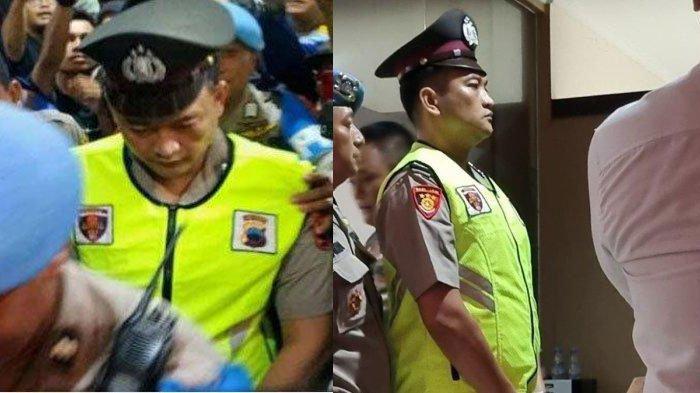 Kolase foto Aipda Robig saat disidang etik. Akhir Nasib Polisi Penembak Pelajar di Semarang Dipecat dan Jadi Tersangka.