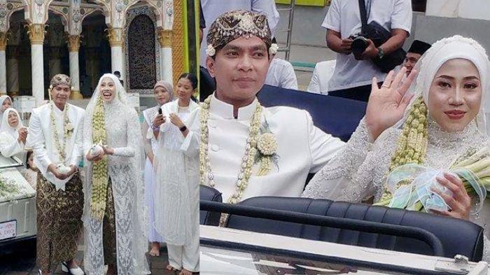 MENIKAH - (kanan) Megawati Hangestri dan Dio Novandra menaiki mobil Volkswagen 181 usai prosesi ijab kabul yang digelar di Masjid Roudhotul Muchlisin, Kecamatan Kaliwates, Jember, Jawa Timur, Jumat (4/7/2025).
(kiri) Prosesi melepas burung merpati seusai ijab kabul