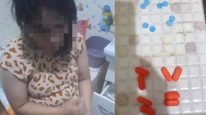 Baby sitter yang mencekoki bayi 2 tahun dengan obat keras (kiri) saat diinterogasi majikannya. Dan pil yang dipakai pelaku (kanan)