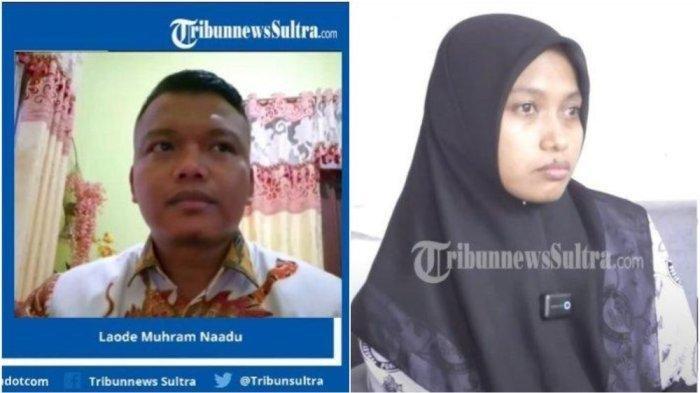 Pengacara Aipda WH, La Ode Muhram (kiri) dan Supriyani. La Ode Bantah Guru Supriyani Tertekan saat Sepakat Damai.