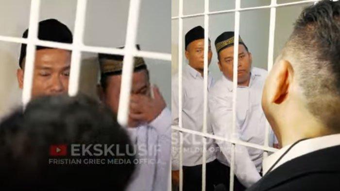 Eka Sandi, terpidana kasus Vina Cirebon menangis di depan Otto Hasibuan menjelang sidang PK pada Rabu (4/9/2024).