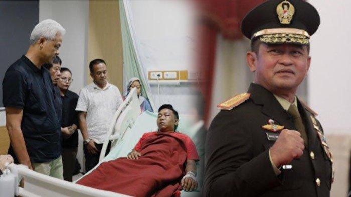 Ganjar Pranowo menjenguk relawannya yang dianiaya oknum TNI. KSAD Jenderal Maruli Simanjuntak yang akan menentukan nasib oknum TNI tersebut.
