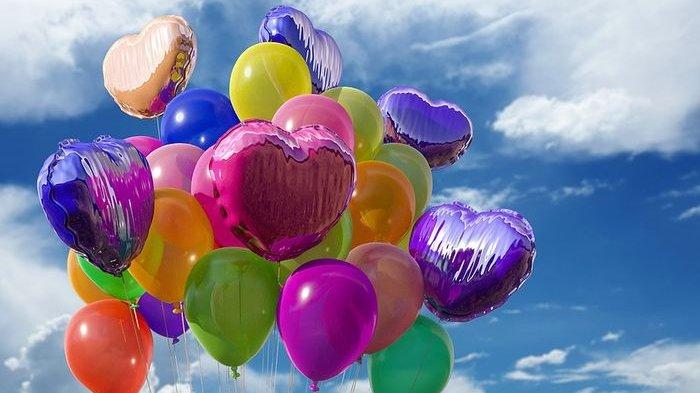 Ilustrasi balon helium berwarna-warni