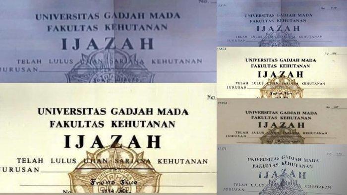 KASUS IJAZAH JOKOWI - Kolase foto ijazah Jokowi yang beredar di media sosial. Imbas Kasus Ijazah Jokowi Semakin Memanas, Alumni UGM Kumpul dan Beri Penryataan Tegas.
