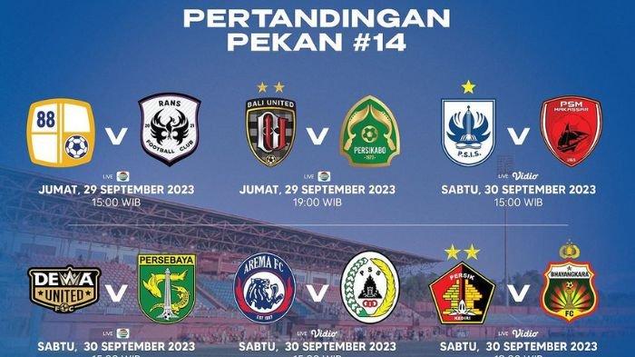 Jadwal Liga 1 2023/2024 pekan ke-14 hari ini. Bali United vs Persikabo, Barito Putera vs Rans