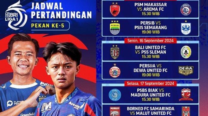 Jadwal Liga 1 Pekan Kelima PSM vs Arema FC, Persib vs PSIS Semarang