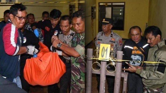 Jenazah Agus, warga Mangliawan, Pakis, Kabupaten Malang saat dievakuasi dari lokasi pembunuhan.