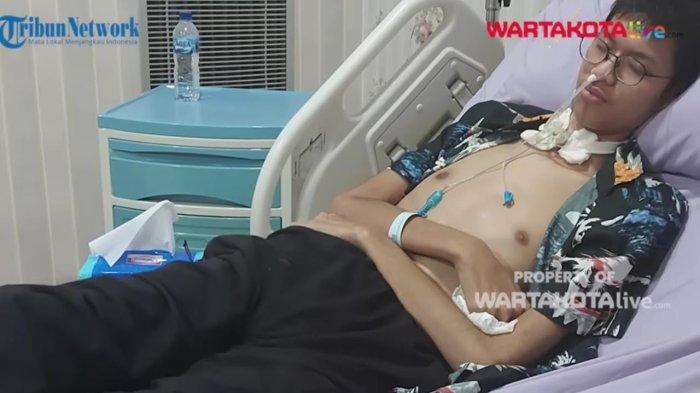 Sultan Rifat, korban jeratan kabel optik yang kini harus menjalani sejumlah perawatan untuk kembali pulih.