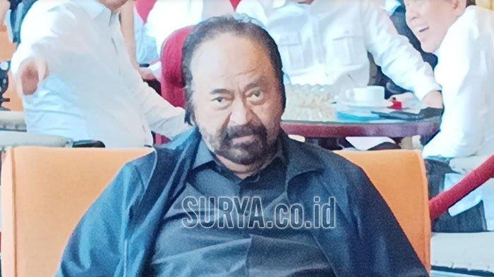Ketua Umum Partai NasDem Surya Paloh saat berada di Surabaya, Sabtu (2/9/2023).