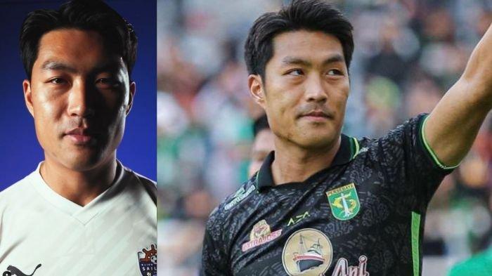 Kolase foto Song Ui-Young saat diperkenalkan sebagai pemain baru Lion City Sailors (kiri) dan saat memperkuat Persebaya Surabaya (kanan)