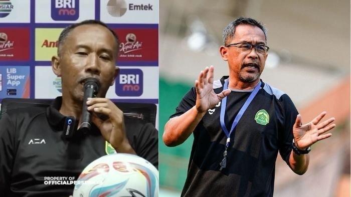 Kolase foto Uston Nawawi (kiri) dan Aji Santoso (Kanan). Adu taktik antara junior dan senior akan tersaji di laga Persikabo 1973 vs Persebaya Surabaya