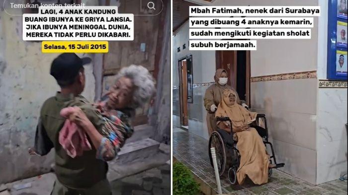 Kondisi Mbah Fatimah sebelum dan setelah dibawa ke Griya Lansia di Malang