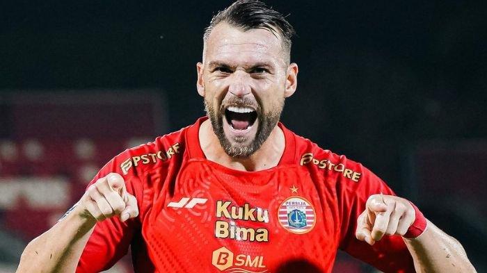Marco Simic saat merayakan gol di laga Persija Jakarta vs Persik Kediri