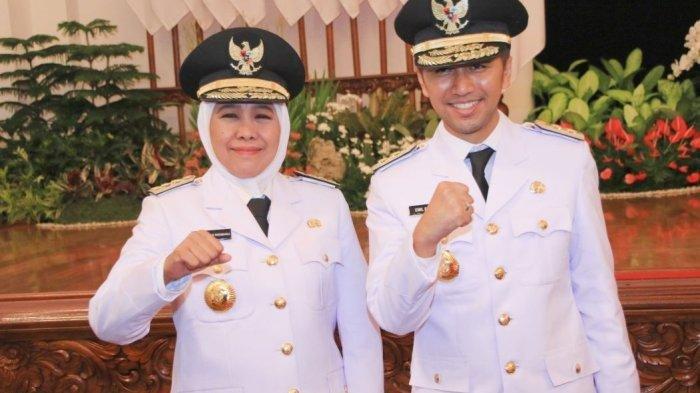 Khofifah Indar Parawansa dan Emil Dardak. Meski Khofifah-Emil Didukung Prabowo dan Gibran di Pilgub, PDIP Masih Ngotot Dapatkan Kursi Cawagub.