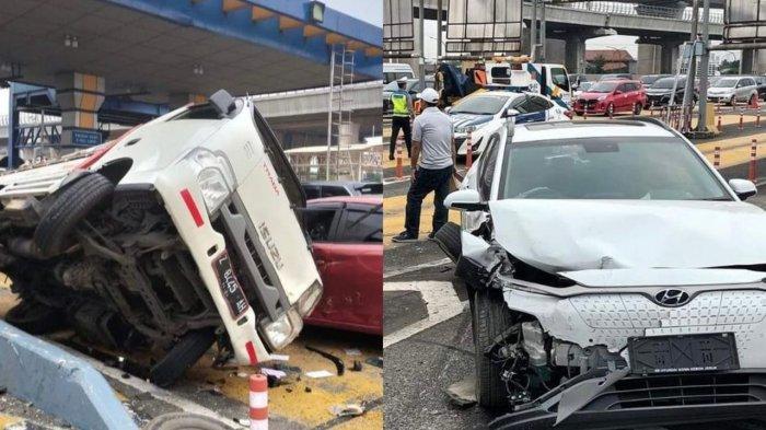 Truk tabrakan di Gerbang Tol Halim, Rabu (27/3/2024).