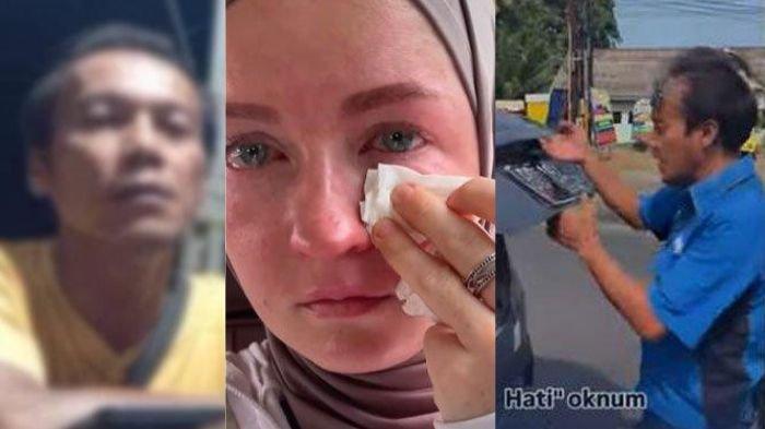 Edi, sopir taksi online (kiri dan kanan) yang viral lantaran menurunkan bule Rusia, Ulia Naci, di tengah jalan (tengah)