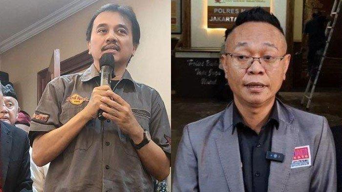 ROY SURYO MANGKIR - (kiri) Roy Suryo. (kanan) Sekjen Peradi Bersatu, Ade Darmawan, saat di Polres Metro Jakarta Selatan, Rabu (14/5/2025),