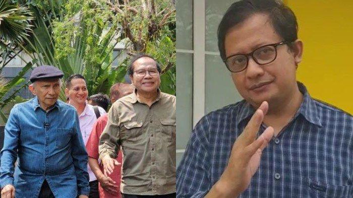 Amien Rais saat Datangi Kantor KPK untuk Desk Soal Dugaan KKN Anak Presiden (kiri), Ubedilah Badrun (kanan). Simak sosok Ubedilah Badrun.