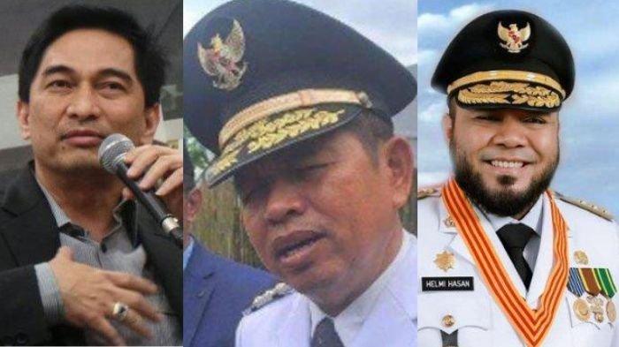 LARANGAN STUDI TUR - Wagub Banten Achmad Dimyati Natakusumah (kiri), Gubernur Jawa Barat Dedi Mulyadi (tengah), Gubernur Bengkulu (kanan). Mereka mengeluarkan larangan sekolah menggelar studi tur