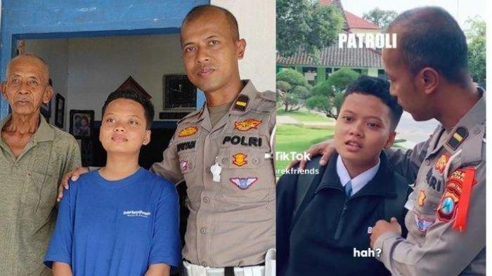 Ipda Supriyadi menemui Esa, bocah yang mengirim pesan berisi permintaan dijemput polisi di Kota Blitar
