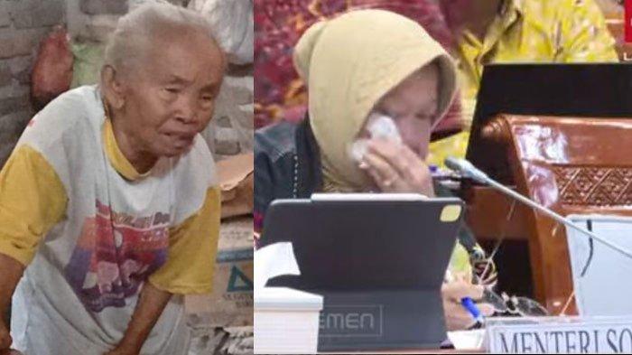 Mbah Semi dan Mensos Risma. Inilah Sosok Mbah Semi yang Nasibnya Bikin Mensos Risma Menangis.