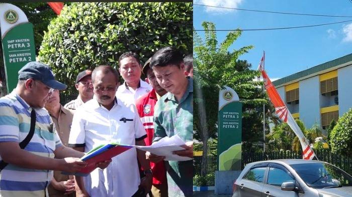 Wawali Surabaya, Armudji, turun tangan menangani perseteruan SMPP Petra Vs RW Manyar (kiri)
SMP Petra di Manyar, Surabaya (kanan)