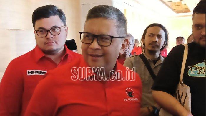 Sekretaris Jenderal PDI Perjuangan Hasto Kristiyanto saat ditemui seusai Rapat Koordinasi Pemenangan Pileg dan Pilpres 2024 di Hotel Vasa Surabaya, Sabtu (14/10/2023).