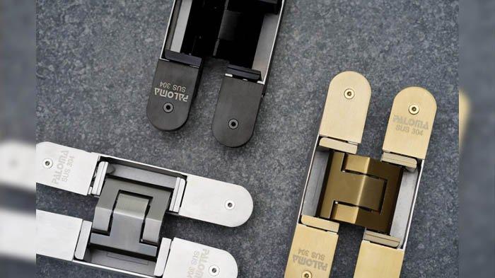 FLEKSIBEL DAN ESTETIK - Selain performa yang handal, engsel tanam dari PALOMA juga menawarkan berbagai pilihan finishing yang elegan, seperti matte black, satin gold, satin stainless steel, natural anodized, matte white, dan yang paling baru kini ialah warna gunmetal.