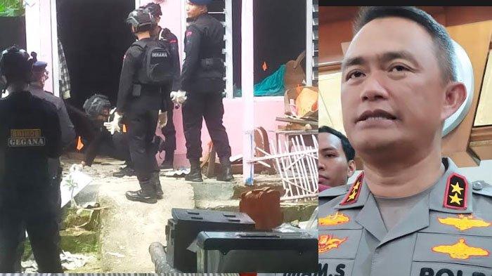 Kapolda Jatim Irjen Pol Imam Sugianto (kanan) dan rumah Ketua KPPS di Pamekasan yang dillempari bom bondet (kiri)