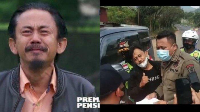 Cuplikan adegan di Sinetron Preman Pensiun 5 (kiri). Detik-detik Epy Kusnandar kena cegatan larangan mudik