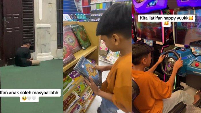 Aktivitas Ifan bocah penjual cobek belanja, salat dan bermain