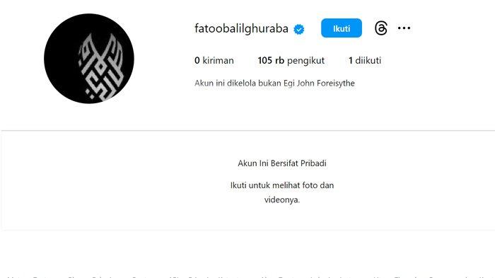 Akun Egi John yang diduga sudah dibeli orang lain