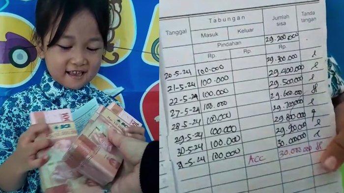 Alviana terima uang (kiri) tabungan bocah PAUD tembus Rp 30 juta