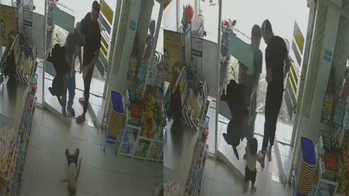 Anak pembeli di minimarket terpental kena dorongan pintu dari luar