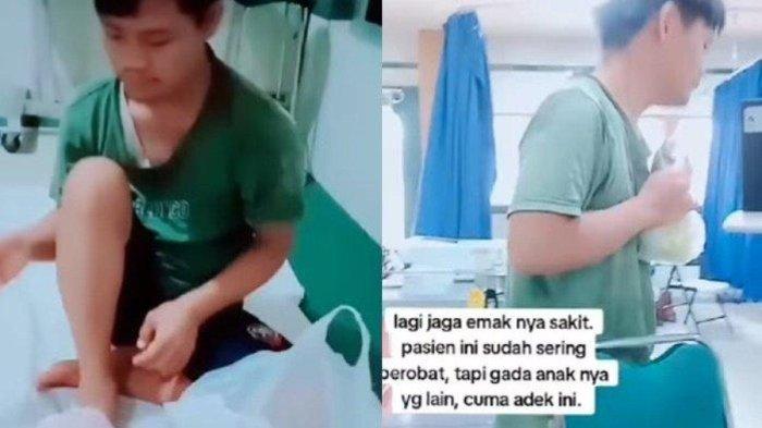 Anak yang selalu jaga ibu sakit di RS viral di sosial media.