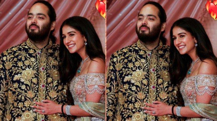 Anant Ambani mengenakan baju bersulam emas asli di pesta pranikah (IG @radhikamerchant_)