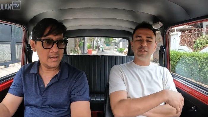 Andre Taulany naik mobil klasik milik Raffi Ahmad. (Tangkapan Layar YouTube Taulany TV)