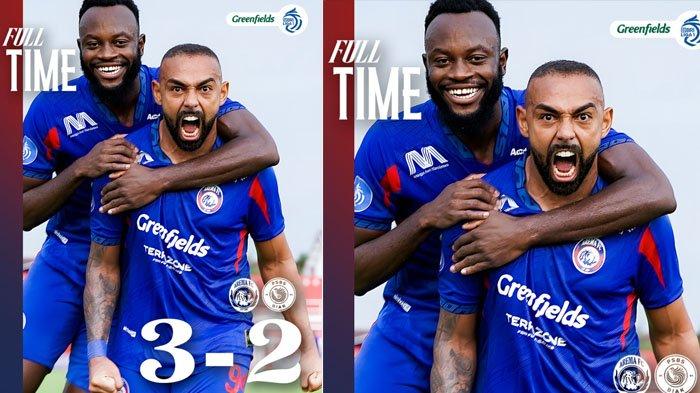 Arema FC menang lawan PSBS Biak skor 3-2.