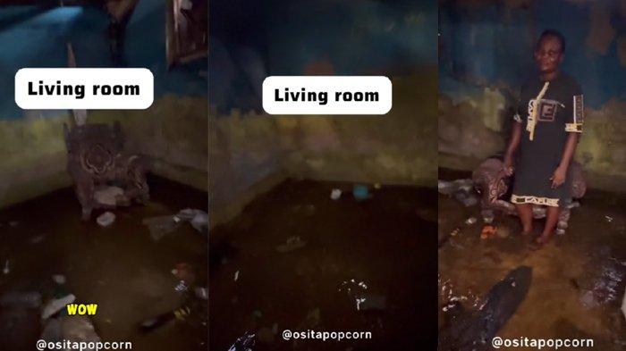 Bagian dalam rumah kontrakan Rp 119 ribu per tahun juga digenangi air 1