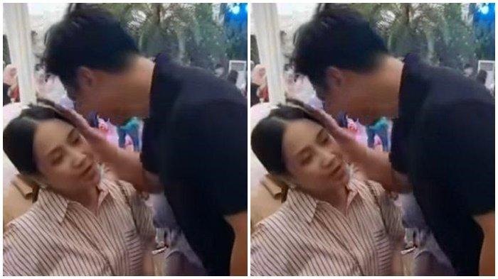 Baim Wong cipika-cipiki dengan Nagita Slavina di acara anak Aurel Hermansyah
