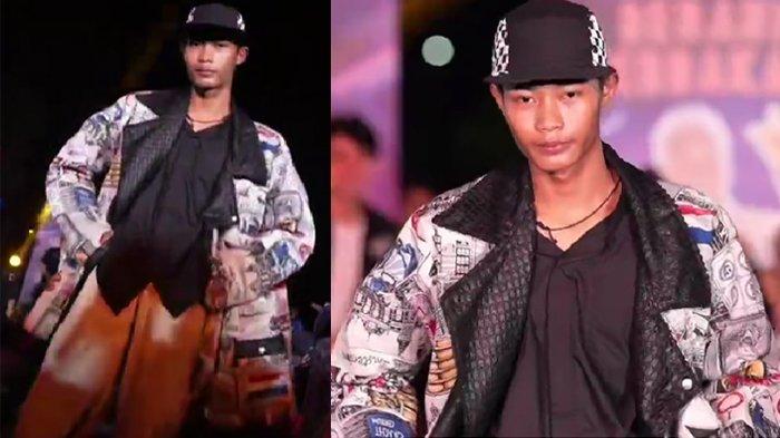 Bonge saat tampil sebagai model di Back To Citayam Fashion Week