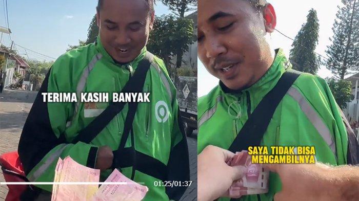 Bule memasukkan uang ratusan ribu ke kantor driver ojol