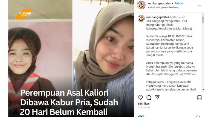 Ciri-ciri gadis Rembang dibawa kabur pria Ngawi