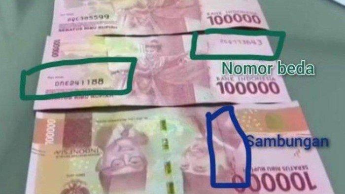 Contoh uang mutilasi yang viral di media sosial