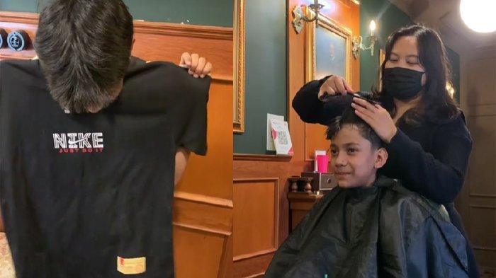 Dhemyl memotong rambut Ifan dan memberinya beberapa baju baru